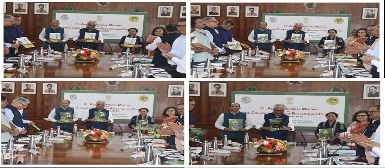 Release of Books on Cashing on Casuarina, Extension Strategy of ICFRE 2025-30,Compendium of Lesser Known Forest Plants,Breeding Plants for Important Tree Species of India at 31st AGM of ICFRE Society 