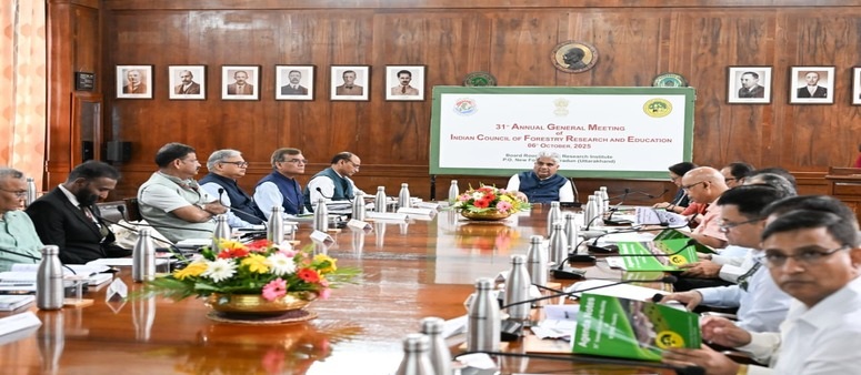 31st AGM of ICFRE Society chaired by Hon'ble Minister Shri. Bhupender Yadav, MoEF&CC along with DG, ICFRE ,Smt. Kanchan Devi and other members held at FRI, Dehradun on 6th Oct, 2025.